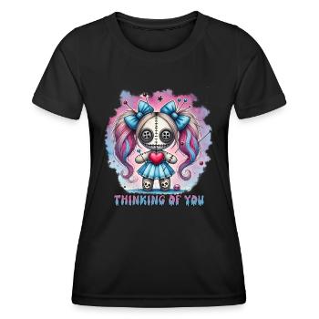 Thinking of you. Voodoo Doll Gothic frech - Frauen Funktions-T-Shirt - Schwarz - Vorne - AI Model Female 172 light (172cm)