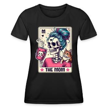 The Mom Tarot – Skelett Mama mit Kaffee & Chaos - Frauen Funktions-T-Shirt - Schwarz - Vorne - AI Model Female 172 light (172cm)