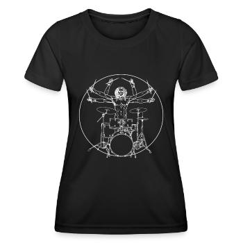 Da Vinci Rocks drums - T-shirt sport Femme - noir - Devant - AI Model Female 172 light (172cm)