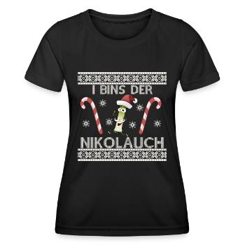 Lustiges Nikolauch-Motiv für Weihnachtsstimmung - Frauen Funktions-T-Shirt - Schwarz - Vorne - AI Model Female 172 light (172cm)