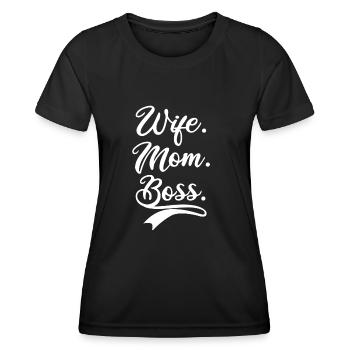 WIFE MOM BOSS - Frauen Funktions-T-Shirt - Schwarz - Vorne - AI Model Female 172 light (172cm)