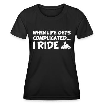 Bikerin Biker Girl Motorradfahrerin Bikergirl - Frauen Funktions-T-Shirt - Schwarz - Vorne - AI Model Female 172 light (172cm)
