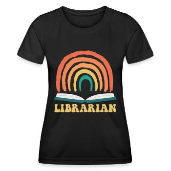 Librarian vintage reading books retro rainbow - Frauen Funktions-T-Shirt - Schwarz - Vorne - AI Model Female 172 light (172cm)