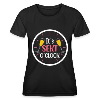It s Sekt o clock - Frauen Funktions-T-Shirt - Schwarz - Vorne - AI Model Female 172 light (172cm)