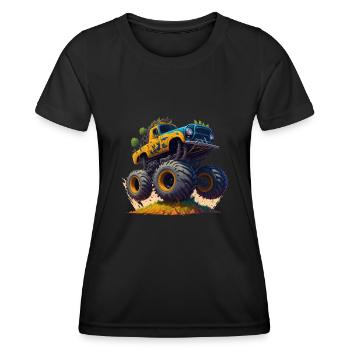 Monstertruck - Frauen Funktions-T-Shirt - Schwarz - Vorne - AI Model Female 172 light (172cm)