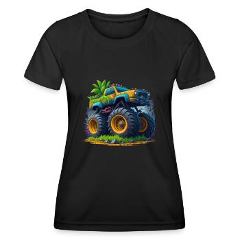 Monstertruck - Frauen Funktions-T-Shirt - Schwarz - Vorne - AI Model Female 172 light (172cm)