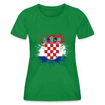 Kroatien Flagge Adria Zagreb Kroatische Fahne - Frauen Funktions-T-Shirt - Kelly Green - Vorne - AI Model Female 172 dark (172cm)