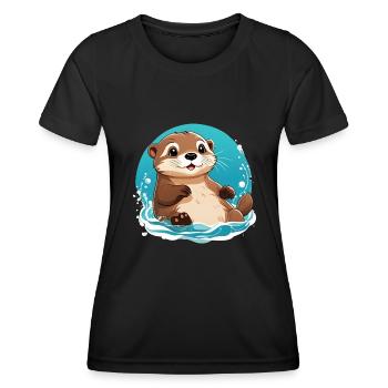 Otter - Frauen Funktions-T-Shirt - Schwarz - Vorne - AI Model Female 172 light (172cm)