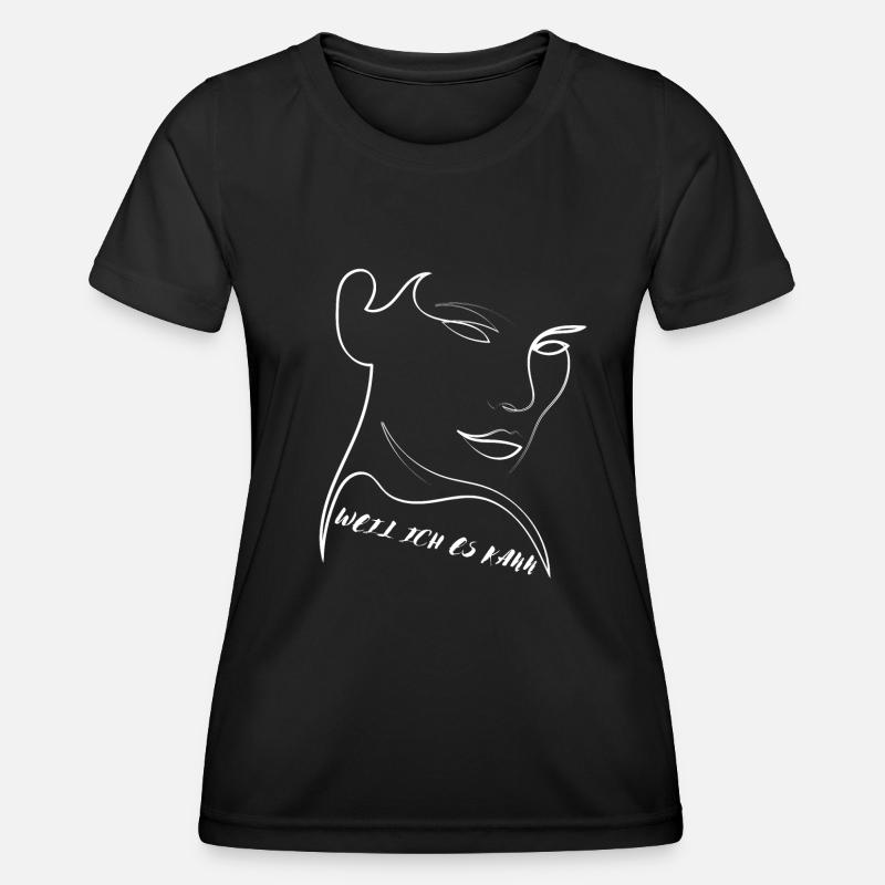BECAUSE I CAN - Woman's face - Women's Functional T-Shirt - black