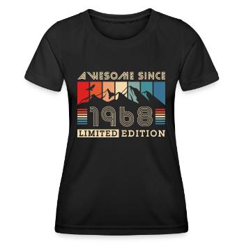 Retro Berge Geboren in 1968 Jahrgang Geburtstag - Frauen Funktions-T-Shirt - Schwarz - Vorne - AI Model Female 172 light (172cm)