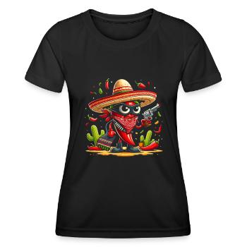 Chili Bandido - Frauen Funktions-T-Shirt - Schwarz - Vorne - AI Model Female 172 light (172cm)