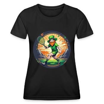 St. Patrick's Day Kleeblatt Tennis - Frauen Funktions-T-Shirt - Schwarz - Vorne - AI Model Female 172 light (172cm)