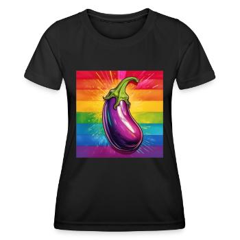 Aubergine LGBTQ - T-shirt sport Femme - noir - Devant - AI Model Female 172 light (172cm)