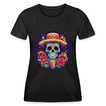 5 de Mayo Party Drinko de Mayo Sugar Skull Drink - Women's Functional T-Shirt - black - Front - AI Model Female 172 light (172cm)