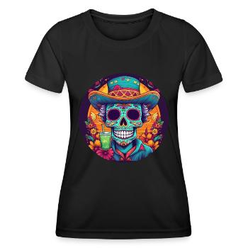 5 de Mayo Party Drinko de Mayo Sugar Skull Drink - Women's Functional T-Shirt - black - Front - AI Model Female 172 light (172cm)