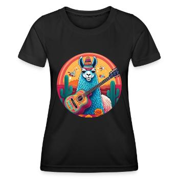 5 de Mayo Party Drinko de Mayo Lama and Guitar - Women's Functional T-Shirt - black - Front - AI Model Female 172 light (172cm)