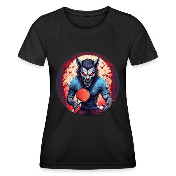 Gruseliges Halloween-partykostüm Werwolf Ping Pong - Frauen Funktions-T-Shirt - Schwarz - Vorne - AI Model Female 172 light (172cm)