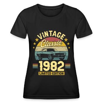 Vintage 1982 Original Anniversaire 40 Ans - T-shirt sport Femme - noir - Devant - AI Model Female 172 light (172cm)