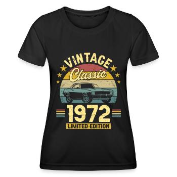 Vintage 1972 Original Anniversaire 50 Ans - T-shirt sport Femme - noir - Devant - AI Model Female 172 light (172cm)