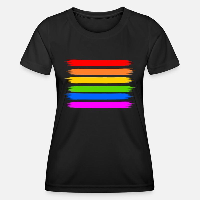 Regenbogen Regenbogenfahne - Frauen Funktions-T-Shirt - Schwarz