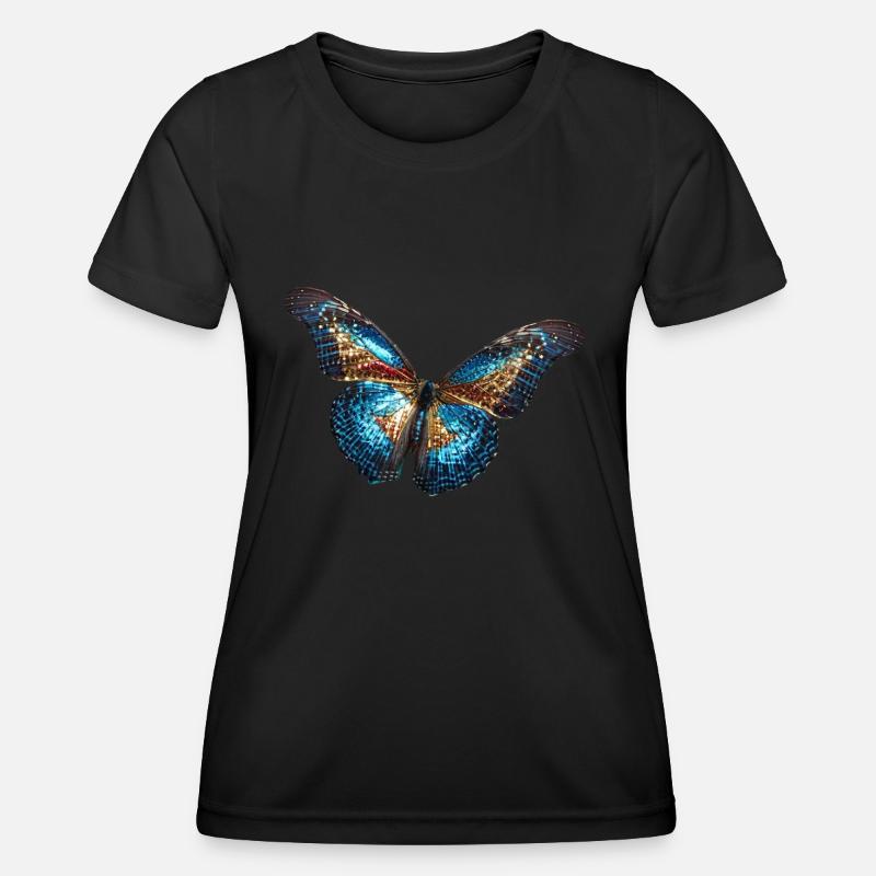 butterfly ,sequins,gold,metallic - Women's Functional T-Shirt - black