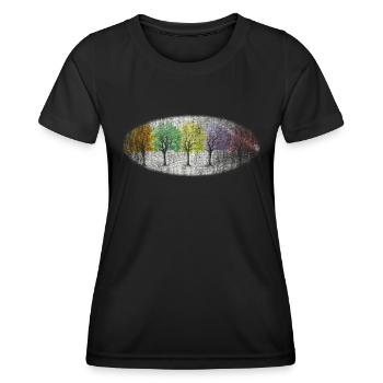 bunt winter wald winterwald - Frauen Funktions-T-Shirt - Schwarz - Vorne - AI Model Female 172 light (172cm)