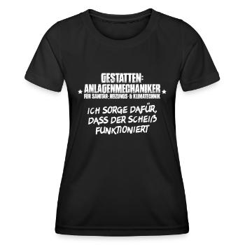 Anlagenmechaniker Klempner Sanitär Heizung Klima - Frauen Funktions-T-Shirt - Schwarz - Vorne - AI Model Female 172 light (172cm)