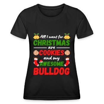 Weihnachten Bulldogge Kekse - Frauen Funktions-T-Shirt - Schwarz - Vorne - AI Model Female 172 light (172cm)