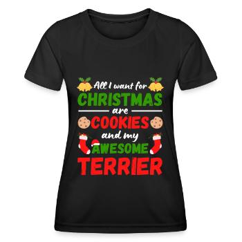 Biscuits de Noël Terrier - T-shirt sport Femme - noir - Devant - AI Model Female 172 light (172cm)