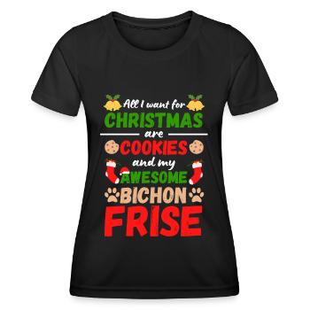 Weihnachten Bichon Frise Kekse - Frauen Funktions-T-Shirt - Schwarz - Vorne - AI Model Female 172 light (172cm)