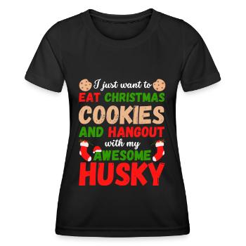 Biscuits Husky de Noël - T-shirt sport Femme - noir - Devant - AI Model Female 172 light (172cm)