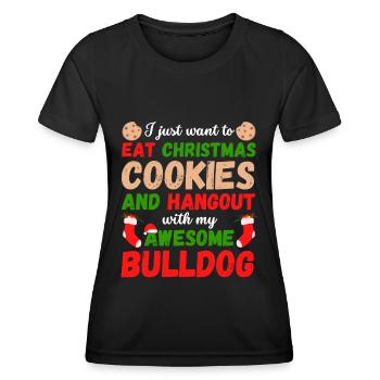 Weihnachten Bulldogge Kekse - Frauen Funktions-T-Shirt - Schwarz - Vorne - AI Model Female 172 light (172cm)