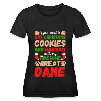 Biscuits de Noël Great Dane - T-shirt sport Femme - noir - Devant - AI Model Female 172 light (172cm)