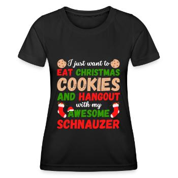 Weihnachten Schnauzer Kekse - Frauen Funktions-T-Shirt - Schwarz - Vorne - AI Model Female 172 light (172cm)