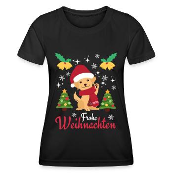Christmas Sweet Golden Retriever Kawaii - Women's Functional T-Shirt - black - Front - AI Model Female 172 light (172cm)