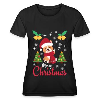 Noël Sweet Welsh Corgi Kawaii - T-shirt sport Femme - noir - Devant - AI Model Female 172 light (172cm)