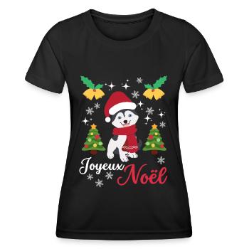 Christmas Sweet Husky Lover Kawaii - Women's Functional T-Shirt - black - Front - AI Model Female 172 light (172cm)