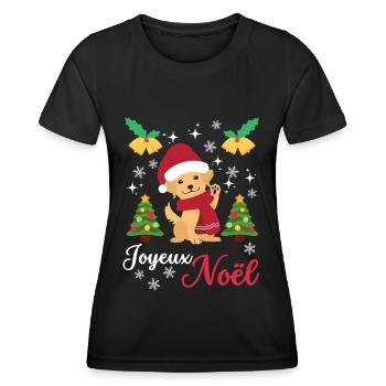 Christmas Sweet Golden Retriever Kawaii - Women's Functional T-Shirt - black - Front - AI Model Female 172 light (172cm)