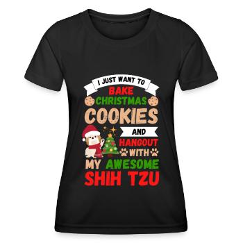 Weihnachten Süßer Shih Tzu Liebhaber Kawaii - Frauen Funktions-T-Shirt - Schwarz - Vorne - AI Model Female 172 light (172cm)