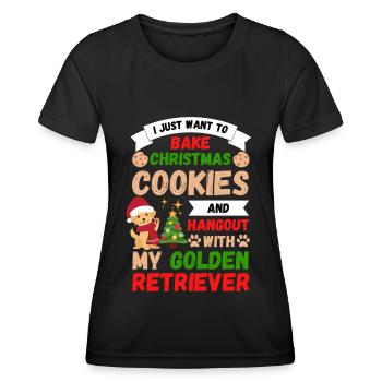 Christmas Sweet Golden Retriever Kawaii - Women's Functional T-Shirt - black - Front - AI Model Female 172 light (172cm)