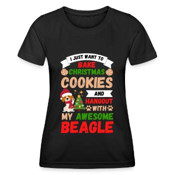 Christmas Sweet Beagle Kawaii - Women's Functional T-Shirt - black - Front - AI Model Female 172 light (172cm)
