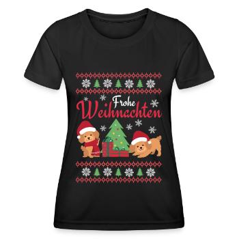 Frohe Weihnachten Süßer Pudel Kawaii - Frauen Funktions-T-Shirt - Schwarz - Vorne - AI Model Female 172 light (172cm)