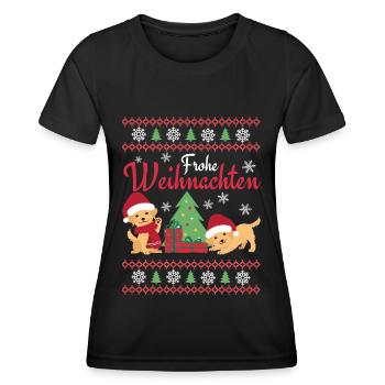 Christmas Sweet Golden Retriever Kawaii - Women's Functional T-Shirt - black - Front - AI Model Female 172 light (172cm)