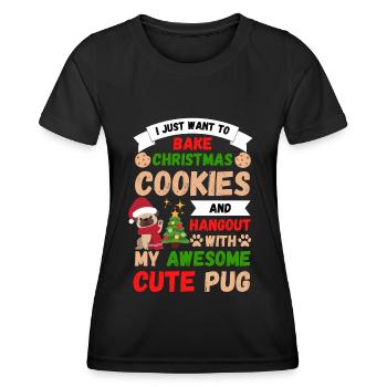 Weihnachten Süßer Mops Liebhaber Kawaii - Frauen Funktions-T-Shirt - Schwarz - Vorne - AI Model Female 172 light (172cm)
