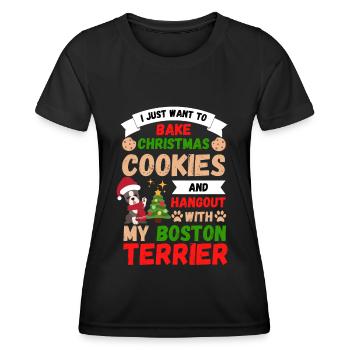 Noël Sweet Boston Terrier Kawaii - T-shirt sport Femme - noir - Devant - AI Model Female 172 light (172cm)