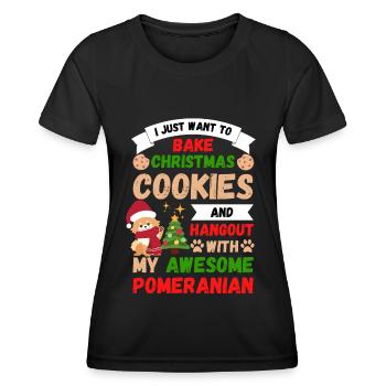 Christmas Sweet Dwarf Spitz Lover Kawaii - Women's Functional T-Shirt - black - Front - AI Model Female 172 light (172cm)
