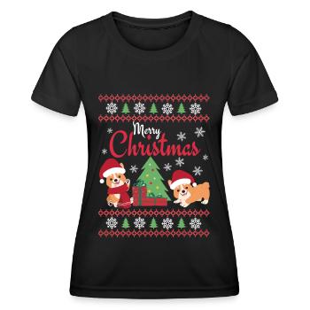 Noël Sweet Welsh Corgi Kawaii - T-shirt sport Femme - noir - Devant - AI Model Female 172 light (172cm)
