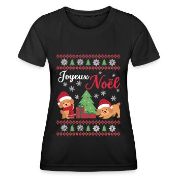 Frohe Weihnachten Süßer Pudel Kawaii - Frauen Funktions-T-Shirt - Schwarz - Vorne - AI Model Female 172 light (172cm)