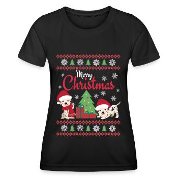 Weihnachten Süßer Dalmatiner Liebhaber Kawaii - Frauen Funktions-T-Shirt - Schwarz - Vorne - AI Model Female 172 light (172cm)