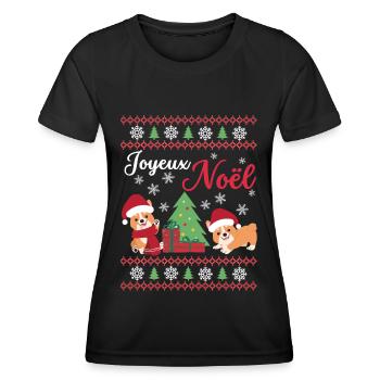 Noël Sweet Welsh Corgi Kawaii - T-shirt sport Femme - noir - Devant - AI Model Female 172 light (172cm)
